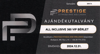 Prestige Wellness 360 napos VIP bérlet